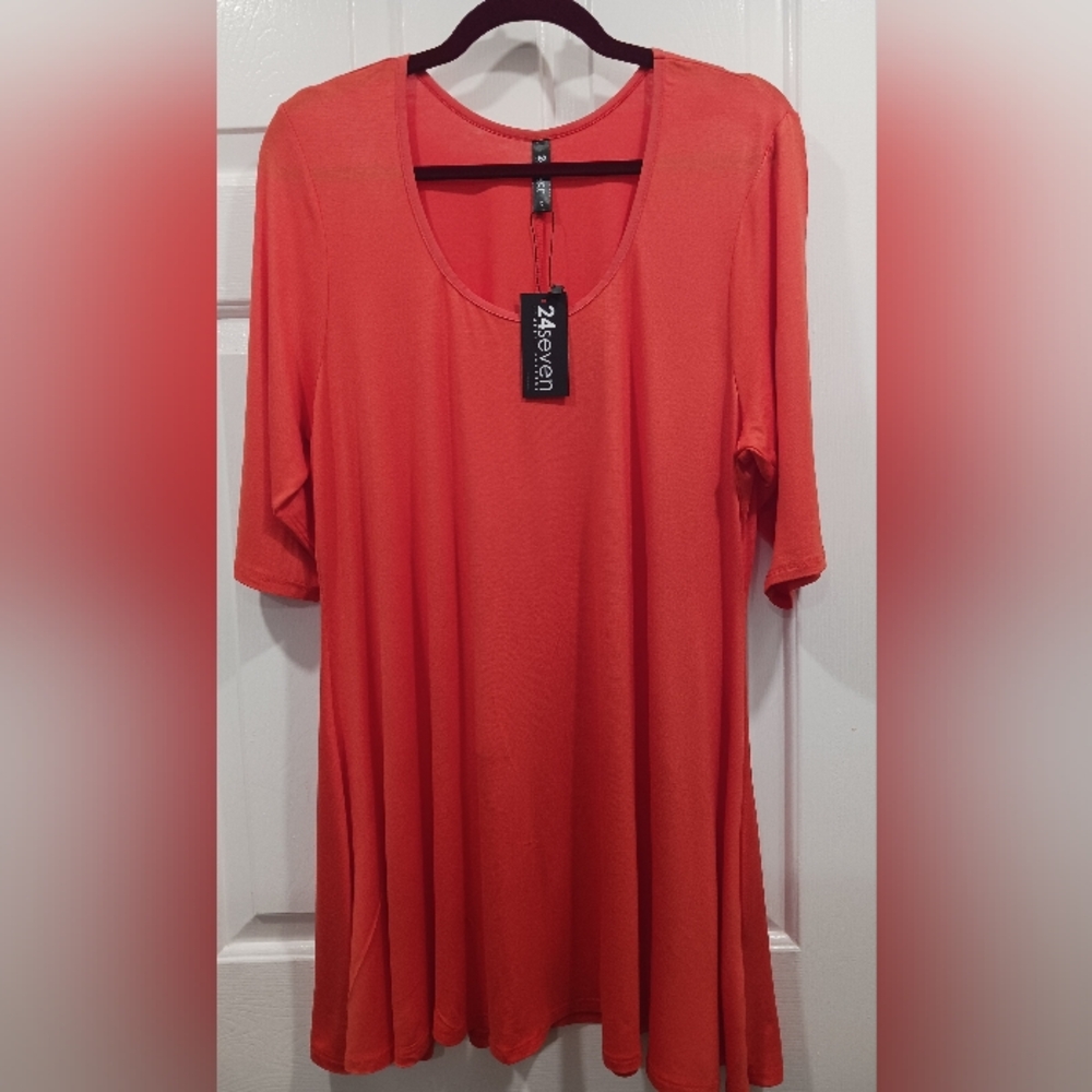 24 Seven Elbow Sleeve Swing Tunic Top 1X